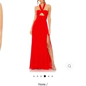Mac Duggal Red Halter Wedding Dress
